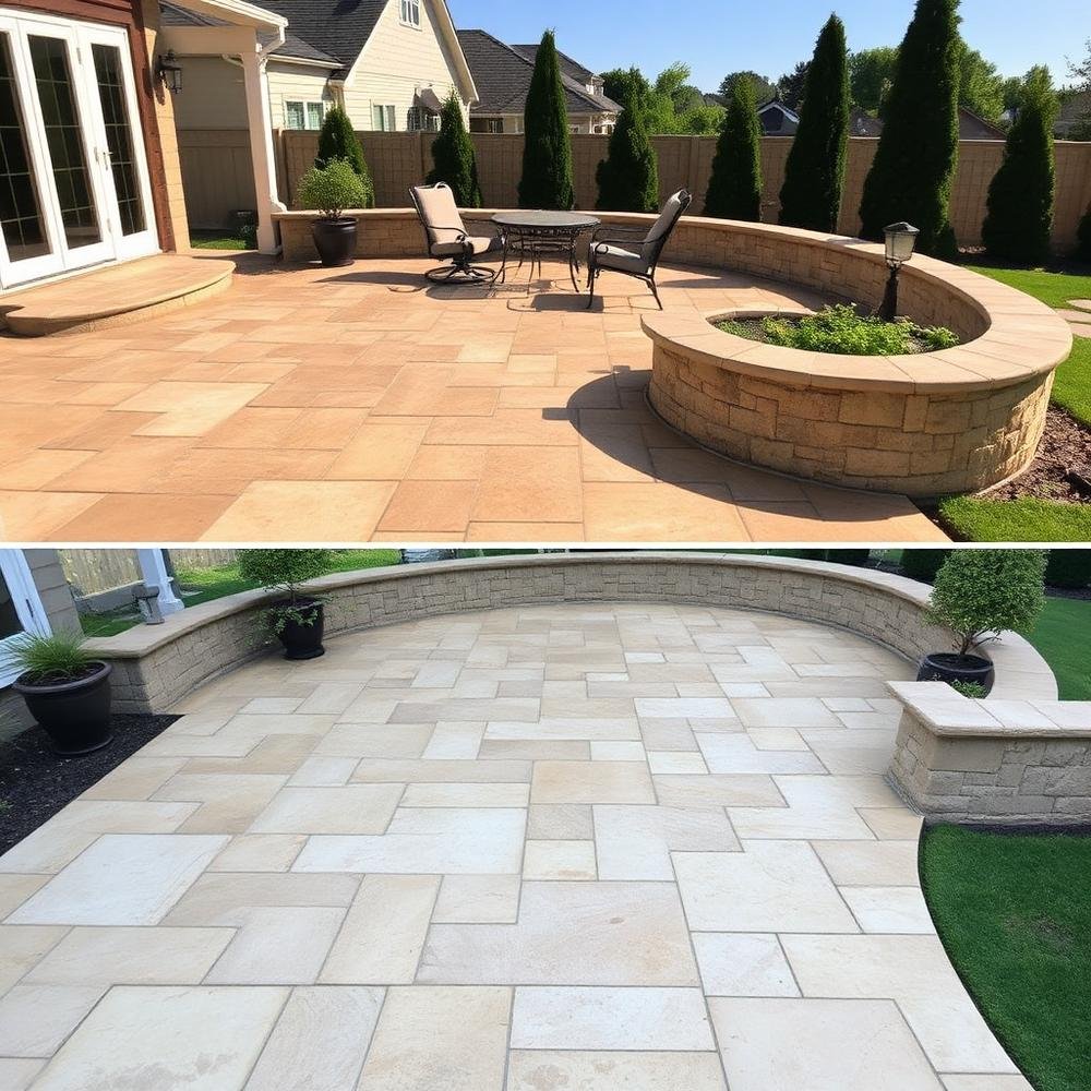 Travertine outdoor patio — after restoration